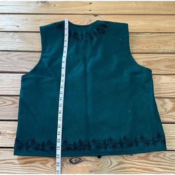 Ganesh Himal Wool Vest Size Large Women’s Green Button Front - Picture 5 of 6